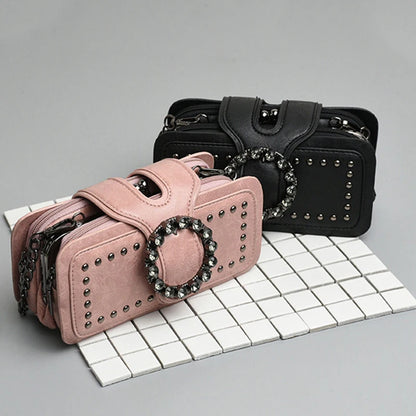 Rivet Crossbody Bag for Women – Small Square Chain Shoulder Bag