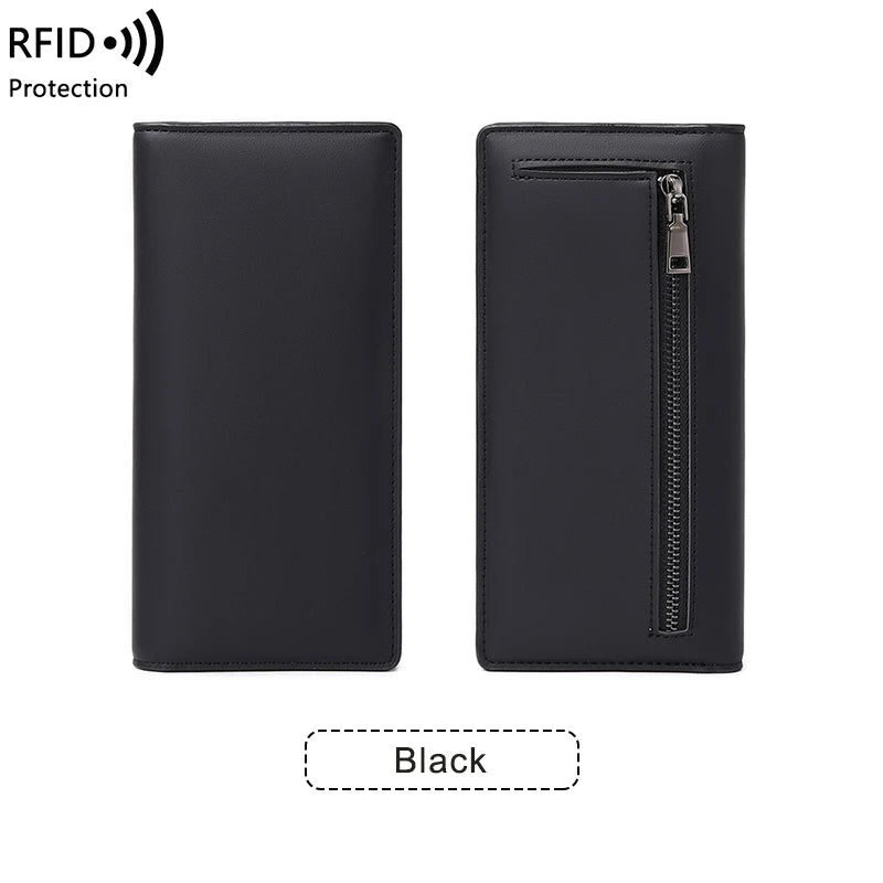 RFID Blocking Women's Long Leather Travel Wallet with Passport Holder & Card Slots