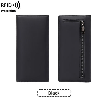 RFID Blocking Women's Long Leather Travel Wallet with Passport Holder & Card Slots