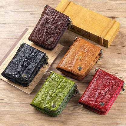 Crocodile Pattern RFID Wallet with Chain – Luxury Leather Card Holder