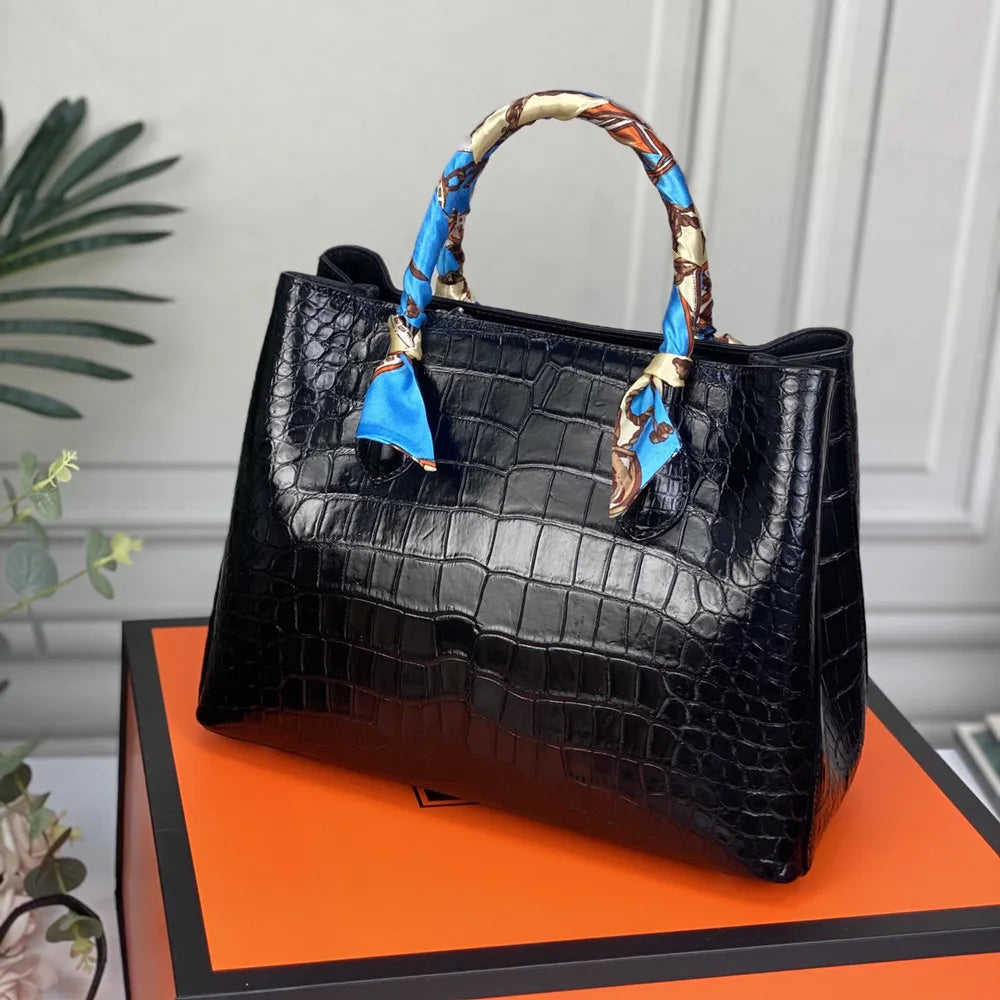 Genuine Crocodile Leather Handbag – Large Capacity Luxury Tote