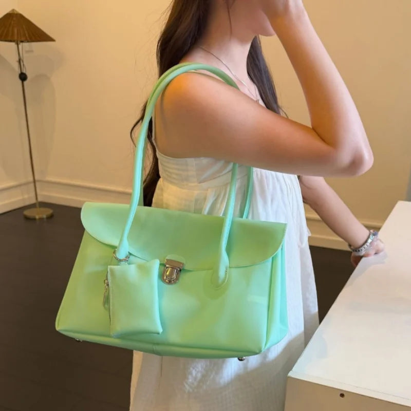 Large Capacity PVC Shoulder Bag – Women's Waterproof Handbag with Coin Purse