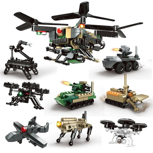 Modern Military Building Blocks Set – UAV Drone, Robotic Dog, Tank & More
