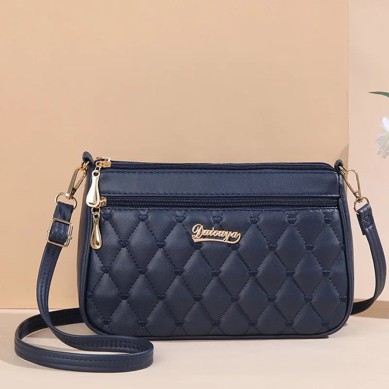 Quilted PU Leather Crossbody Bag for Women