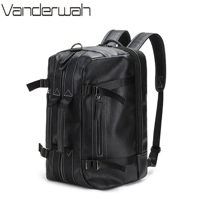 Large Travel Backpack for Men – Multi-Functional PU Leather Bag