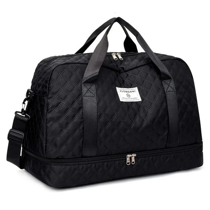 Diamond Quilted Duffle Bag – Large Capacity Travel & Gym Bag for Women