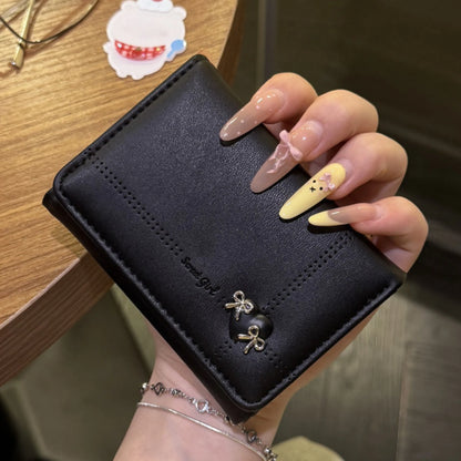 Cute Bow Heart Short Wallet for Women – Large Capacity Card Holder