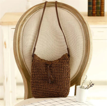 Woven Straw Shoulder Bag – Bohemian Beach Crossbody