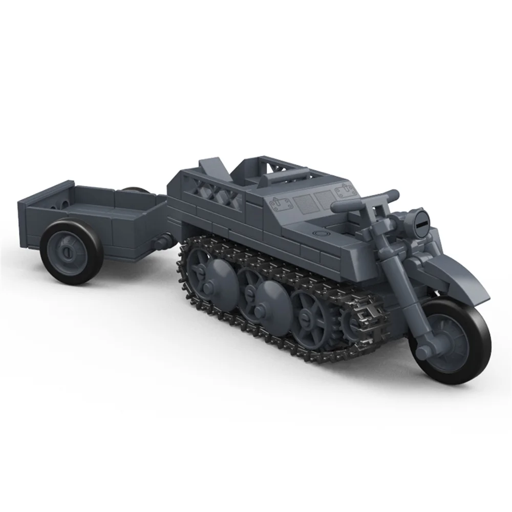Military Half-Track Motorcycle Building Blocks Set with Trailer