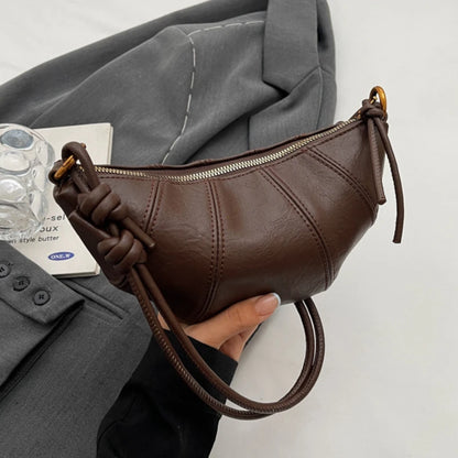 Leather Dumpling Crossbody Bag – Retro Crescent Shoulder Bag for Women