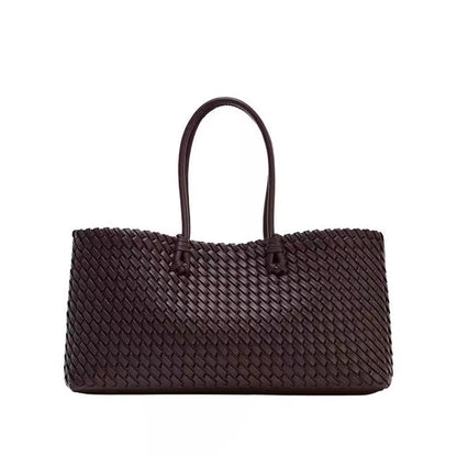 Large Woven PU Leather Tote Bag for Women – Luxury Shoulder Handbag