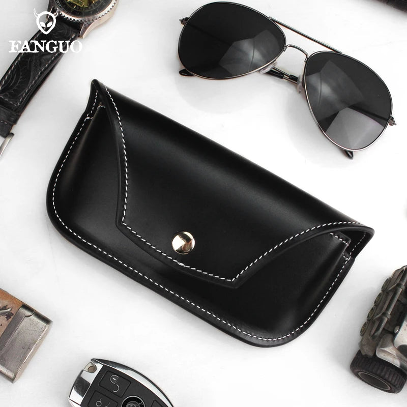 Genuine Leather Eyeglasses Case – Portable Sunglasses Holder for Men & Women