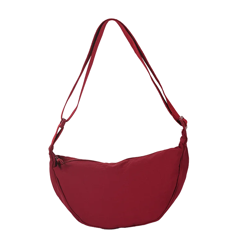 Nylon Crescent Shoulder Bag for Women – Casual Dumpling Crossbody