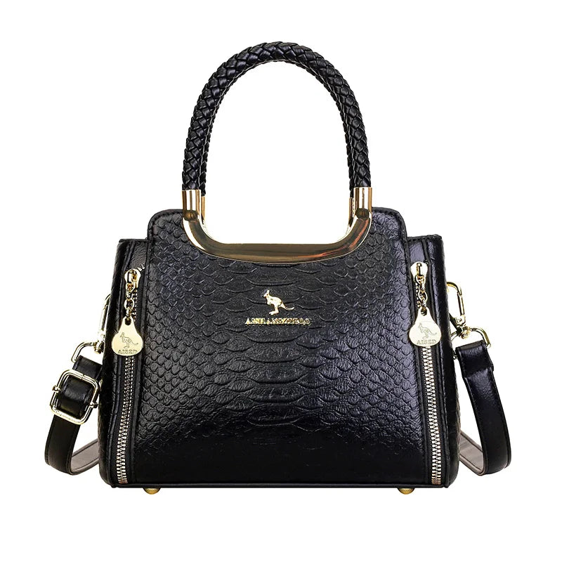 Vintage Crocodile-Embossed PU Leather Handbag – Women's Luxury Tote & Crossbody Bag