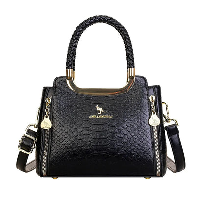 Vintage Crocodile-Embossed PU Leather Handbag – Women's Luxury Tote & Crossbody Bag