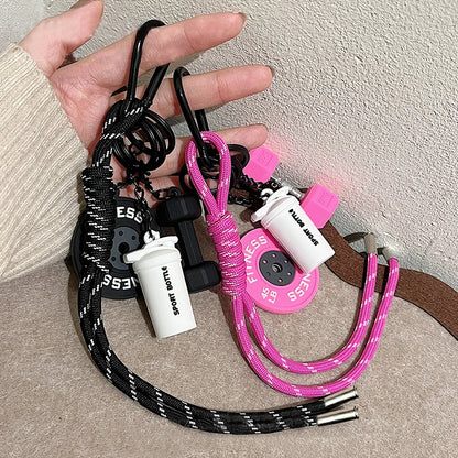 Mini Dumbbell Fitness Keychain with Nylon Rope