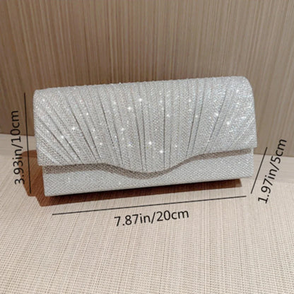 Glitter Evening Clutch Bag – Elegant Chain Shoulder Purse for Women