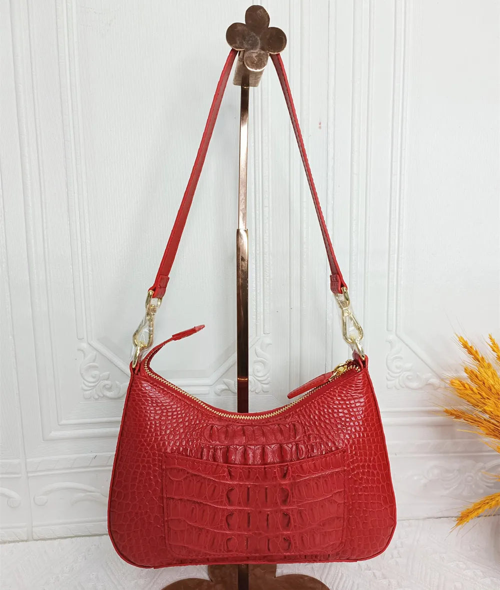 Genuine Crocodile Leather Shoulder Bag for Women