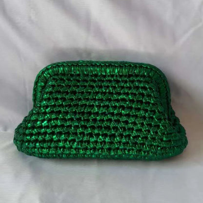 Metallic Crochet Clutch Bag – Woven Evening Purse