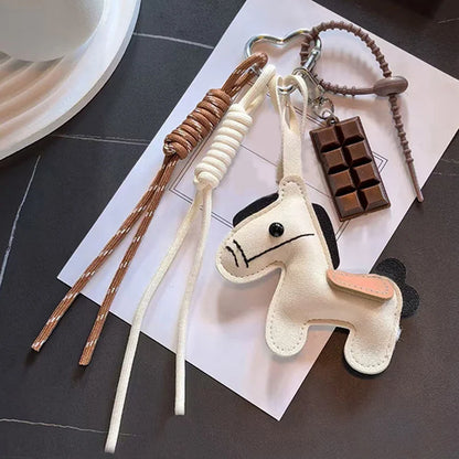 Leather Horse Keychain Phone Bag Charm – Creative Pouch Pendant Accessory