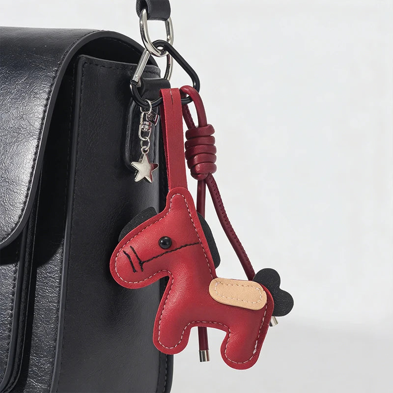 Leather Horse Keychain Bag Charm
