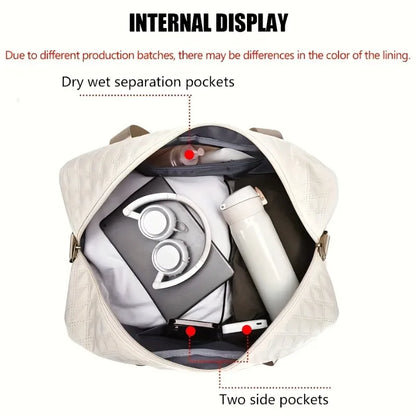 Diamond Quilted Duffle Bag – Large Capacity Travel & Gym Bag for Women