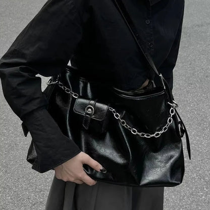 Large Shoulder Tote Bag – Women's Chain Bucket Handbag