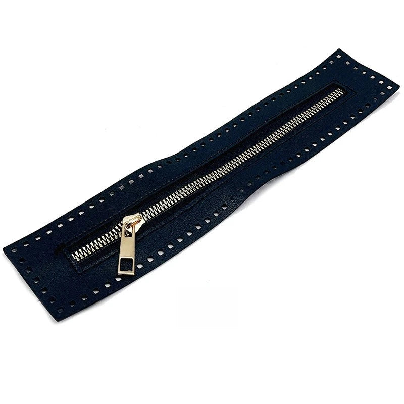 Leather Zipper Bag Bottom with Holes – 27cm Crochet Bag Base