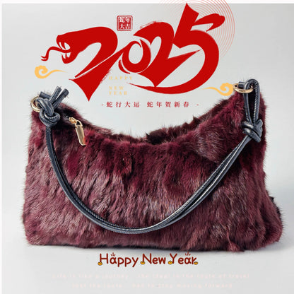 Faux Fur Shoulder Bag – Luxury Women's Crossbody Handbag