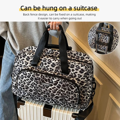 Leopard Print Large Capacity Women's Travel Gym Tote Bag
