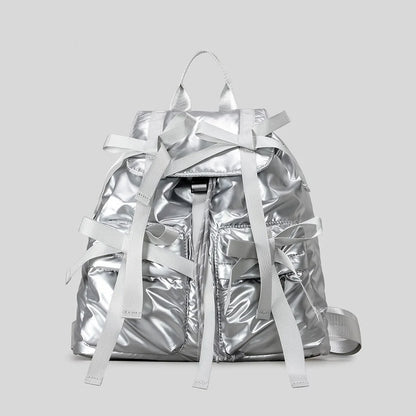 Bow Backpack for Women – Cute Puffy Casual Daypack