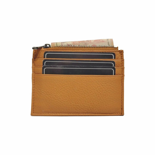 Genuine Leather Card Holder with Zipper Coin Purse – Slim Wallet