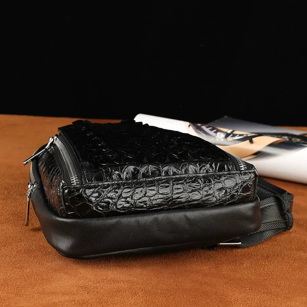 Genuine Crocodile Leather Men's Sling Chest Bag