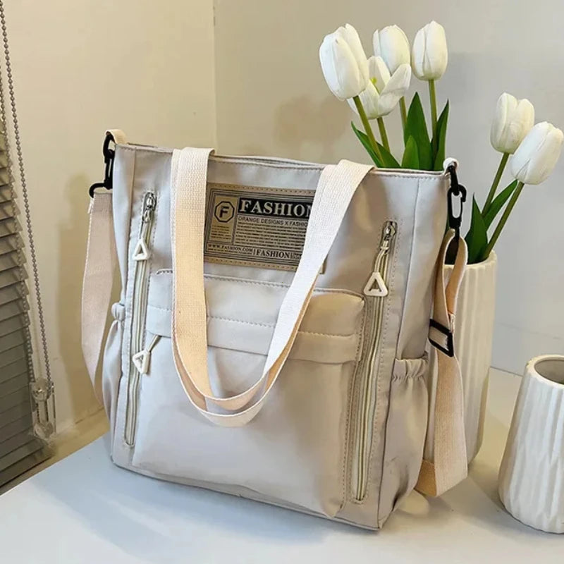 Nylon Shoulder Bag for Women – Multi-Pocket Tote & Crossbody
