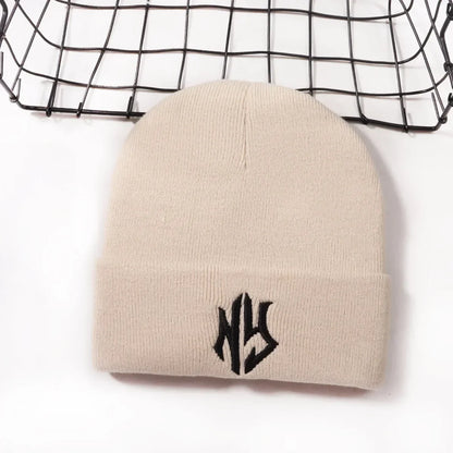 NY Embroidered Knit Beanie – Unisex Winter Hat