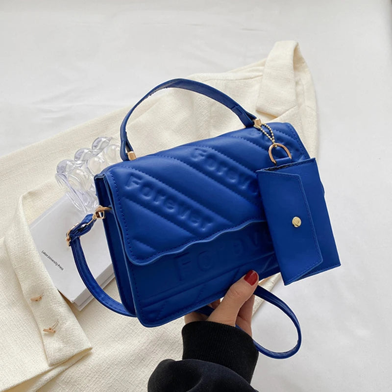 Quilted PU Leather Crossbody Bag with Braided Handle