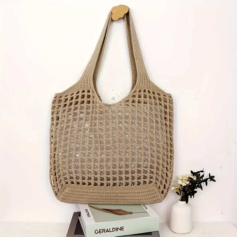 Crochet Tote Bag for Women – Large Capacity Hollow Woven Shoulder Bag