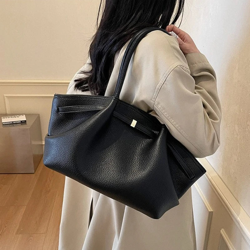 PU Leather Tote Shoulder Bag for Women – Lychee Pattern