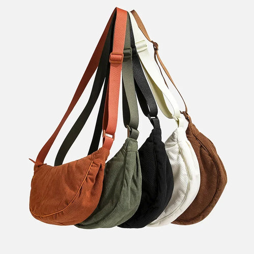 Corduroy Hobo Shoulder Bag for Women – Casual Crossbody Purse