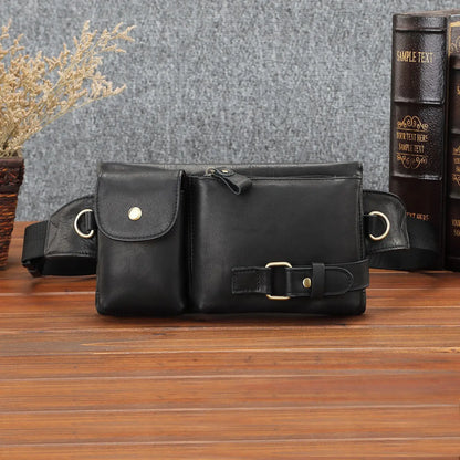 Genuine Leather Waist Bag for Men – Multi-Pocket Belt & Chest Pack