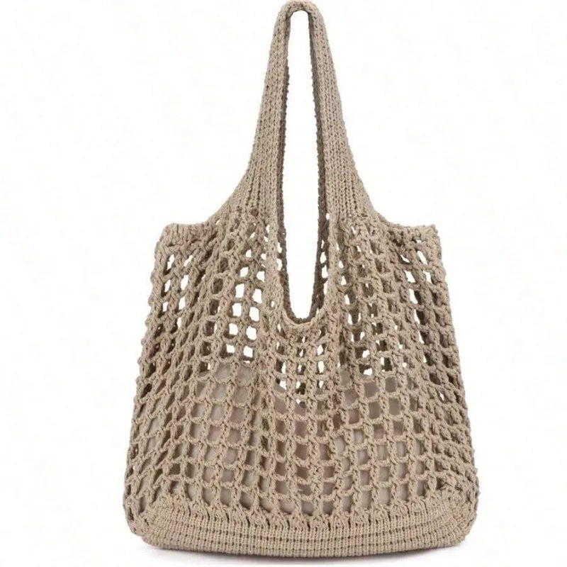 Crochet Tote Bag for Women – Large Hollow Knit Beach Shoulder Bag