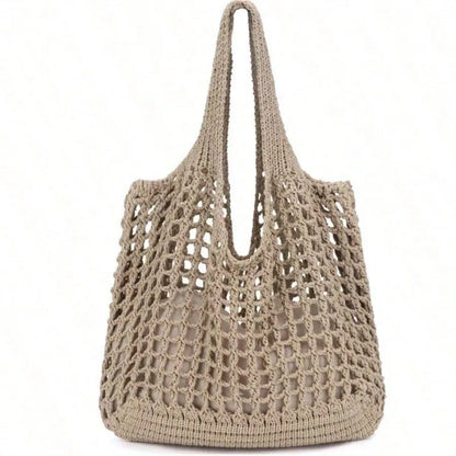 Crochet Tote Bag for Women – Large Hollow Knit Beach Shoulder Bag