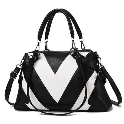 PU Leather Patchwork Handbag for Women – Designer Crossbody Shoulder Bag