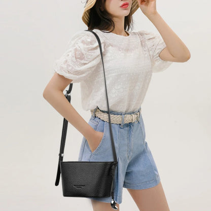 Women's Small PU Leather Crossbody Bucket Bag with Adjustable Strap