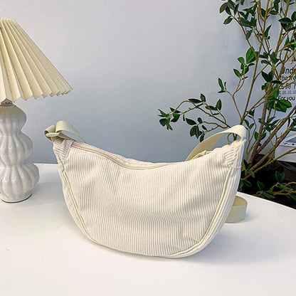 Corduroy Hobo Shoulder Bag for Women – Casual Crossbody Purse