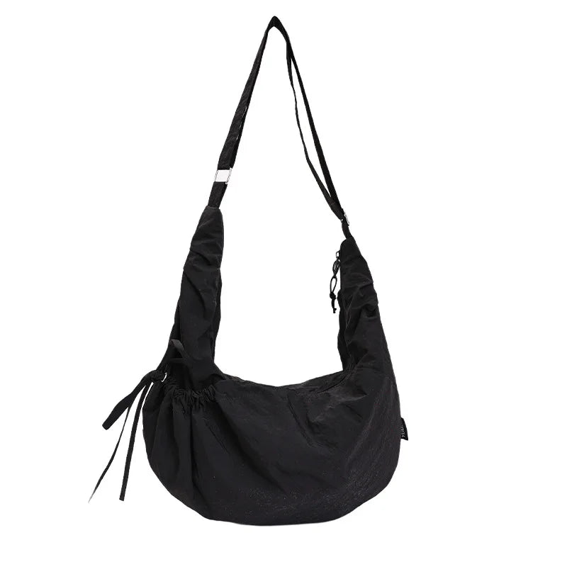 Lightweight Minimalist Lazy Style Large Capacity Crossbody Bag Solid Casual Korean Relaxed Commuter