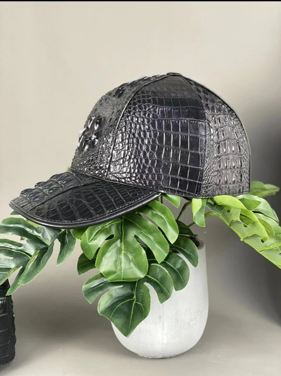 Luxury Crocodile Leather Baseball Cap for Men