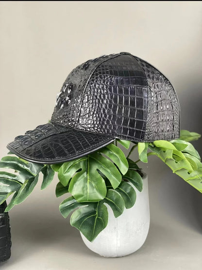 Luxury Crocodile Leather Baseball Cap for Men