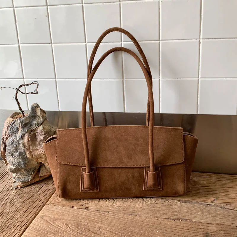 Vintage Suede Shoulder Bag – Women's Crossbody Handbag