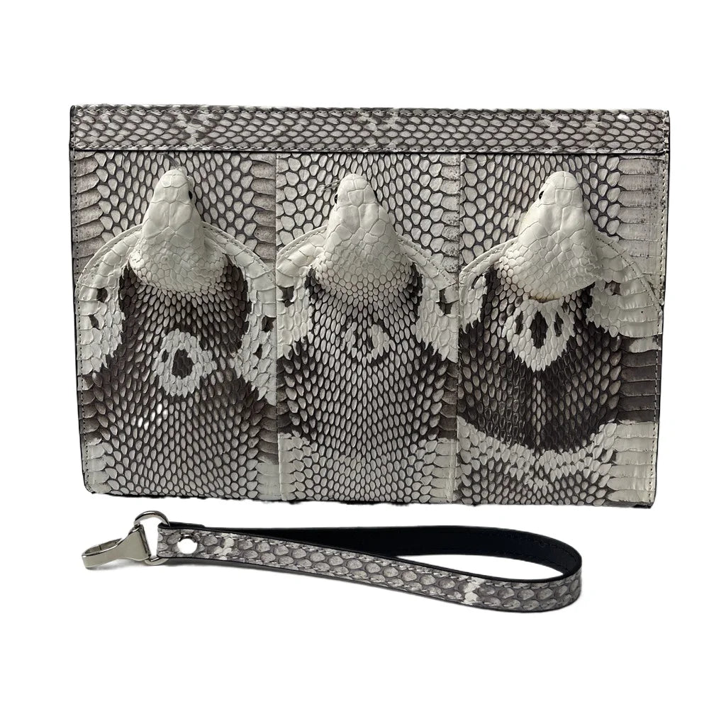 Real Snakeskin Leather Clutch Wrist Bag for Men – Luxury